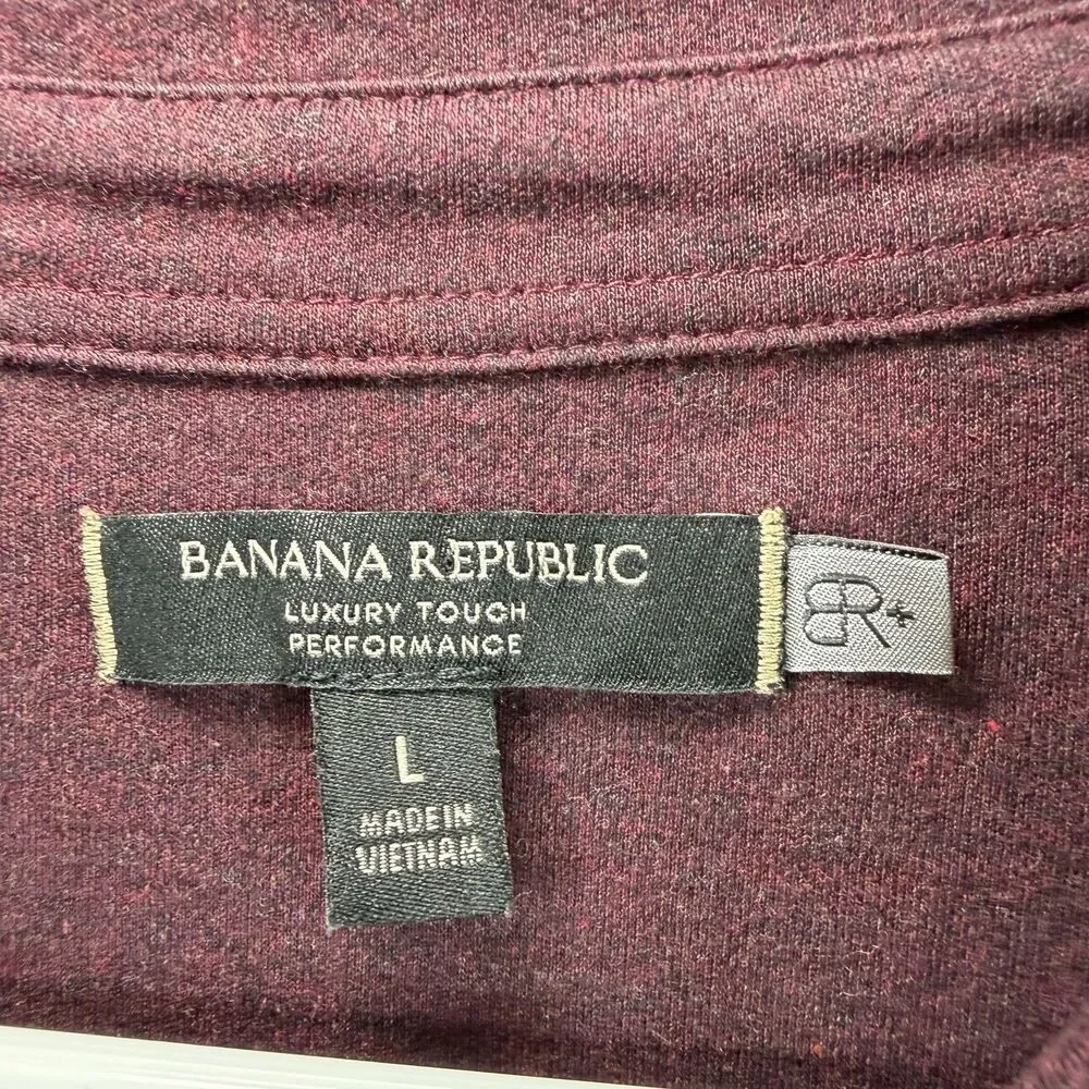 Banana Republic Luxury Touch Performance Long Sleeve Polo Shirt Men Large Maroon